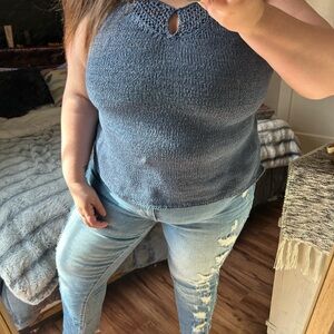 Blue Knit Women's Top